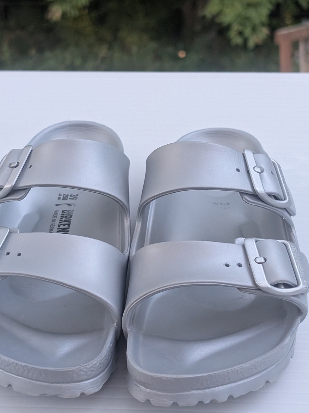 Birkenstock-Style Men's Double Strap Sandals in Silver